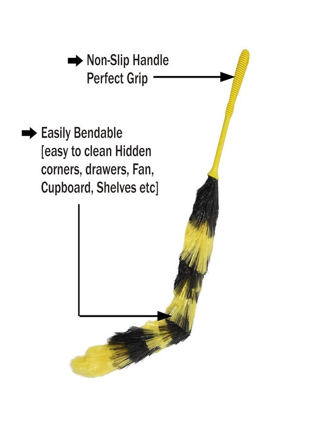 Voir Magic Fiber Static Feather Duster for Dusting, Home Cleaning, Ceiling Fans, High Surfaces, Car Dashboard Cleaner and Multipurpose Use Billy Duster (2, Yellow Black & Orange Black) - Image 3